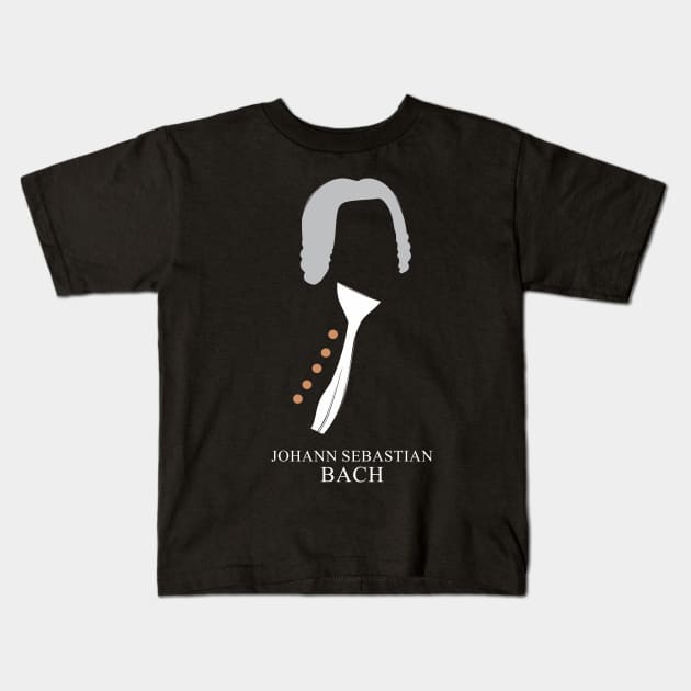 Johann Sebastian Bach - Minimalist Portrait Kids T-Shirt by Wahyu Aji Sadewa